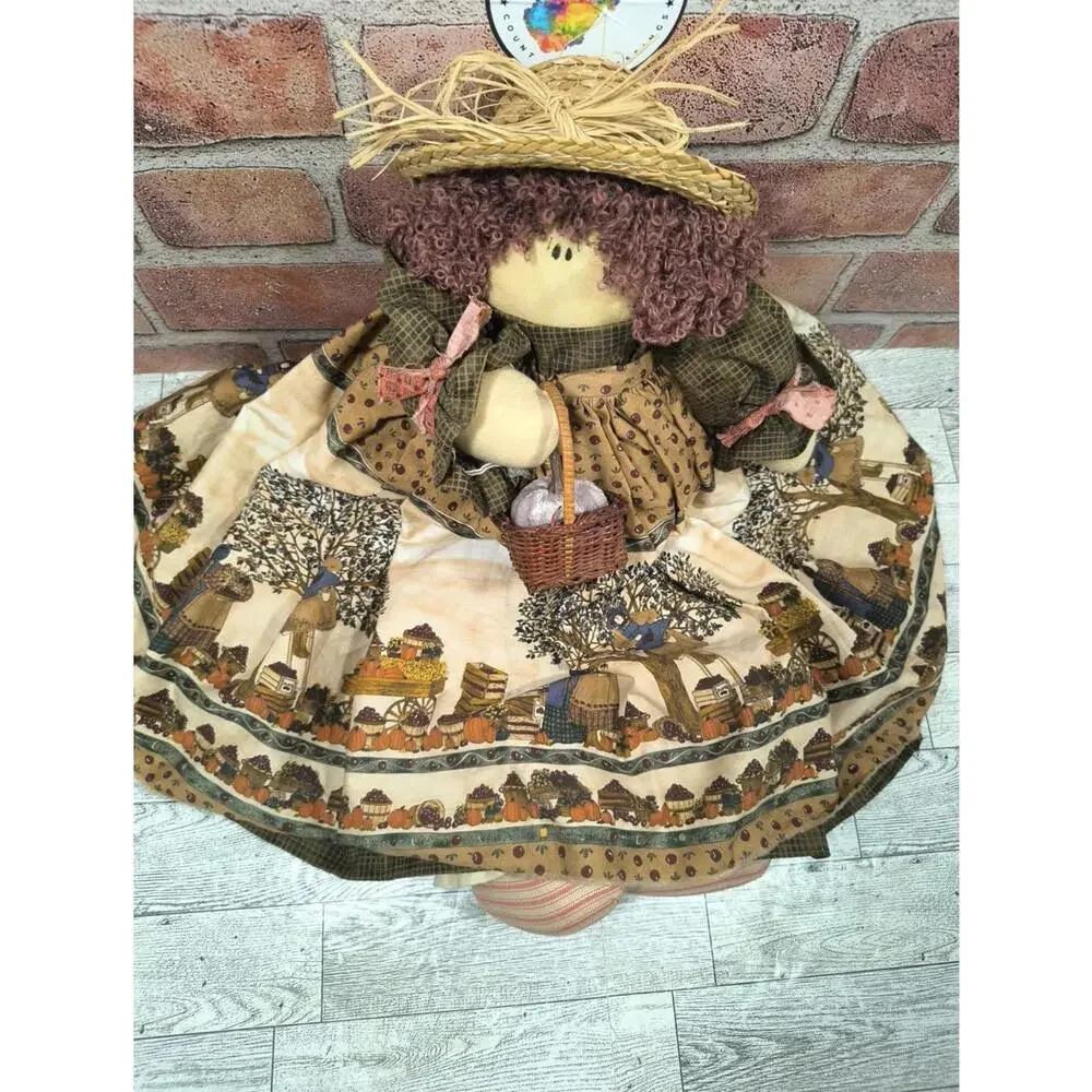 Country Cottage Farmhouse Vintage RagDoll Girl Handmade Fall Harvest Decor Cute
